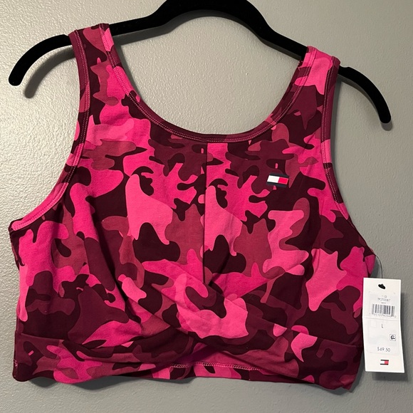 Tommy Hilfiger Other - NWT Tommy Hilfiger Sport Sz Large Pink Camo Built-in Twist Front Sports Bra!
